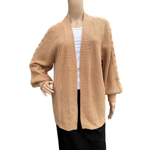 New Jessica Simpson Women Knitted Camel Open Front Long Sleeves Cardigan M - Picture 1 of 5